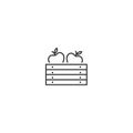 Apple crate vegetable food basket line icon. Fruit fresh market