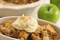 Apple crisp upclose whipped cream cinnamon Royalty Free Stock Photo