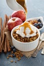 Apple crisp with vanilla ice cream Royalty Free Stock Photo