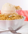 Apple crumble with ice cream Royalty Free Stock Photo