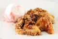 Apple crumble and ice cream Royalty Free Stock Photo