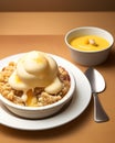 Apple crumble with ice cream