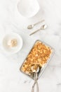 Apple Crumble Ice Cream in Container with Ice Cream Scoop Royalty Free Stock Photo