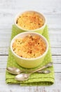 Apple crumble in small baking dish Royalty Free Stock Photo