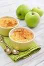 Apple crumble in small baking dish Royalty Free Stock Photo