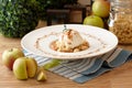 Apple crumble with vanilla ice cream Royalty Free Stock Photo