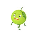 Apple cute cartoon fruit. Vector illustration with funny character. Royalty Free Stock Photo