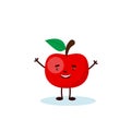 Apple cute character, illustration for kids in cartoon style isolated on white background eps 10 Royalty Free Stock Photo