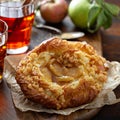 Apple danish pastry with cinnamon tea Royalty Free Stock Photo