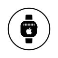 Apple, device, health, watch icon. Black vector graphics