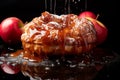 apple donut drizzled with sweet syrup