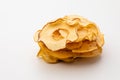 Apple dried fruits heap close up isolated