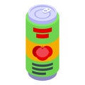 Apple drink tin can icon isometric vector. Nectar juice