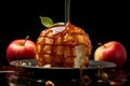 apple drizzled with sweet syrup
