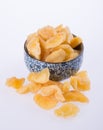 apple dry in bowl or dried apple slices.