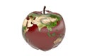 Apple earth 3d rendering isolated on white background.3D illustration.