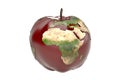 Apple earth 3d rendering isolated on white background.3D illustration.