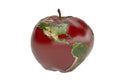 Apple earth 3d rendering isolated on white background.3D illustration.