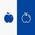 Apple, Education, School, Study Line and Glyph Solid icon Blue banner Line and Glyph Solid icon Blue banner Royalty Free Stock Photo