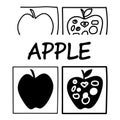 Apple Evolution Doodle with Different Styles and Text on Transparent Background This image features doodle Royalty Free Stock Photo