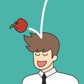 Apple falling dawn to the businessman head doodle style