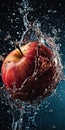 Apple falling into the water.