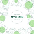 Apple Farm Banner Template with Organic Natural Fresh Fruits Hand Drawn Vector Illustration Royalty Free Stock Photo
