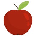Apple in a flat style. Red apple isolated on white background. Red apple with leaf and highlights. Vector illustration Royalty Free Stock Photo