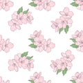 APPLE FLOWERS Floral Seamless Pattern Vector Illustration