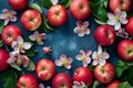 Apple flowers plate nature. Generate Ai Royalty Free Stock Photo