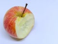 Isolated apple that has been bitten with a white background