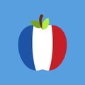 Apple France flag. French National Fruit. Vector illustration