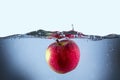 Apple fresh red splash into the water,red fruit Royalty Free Stock Photo