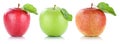 Apple fruit apples fruits in a row red green isolated on white Royalty Free Stock Photo