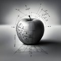 apple fruit with calculus, in black and white Royalty Free Stock Photo