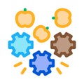 Apple fruit on conveyor icon vector outline illustration