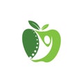 apple fruit healthy green food nutrition for beauty and herb medicine vector logo design