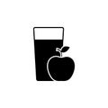 The apple fruit juice, crush in a glass, drink, glassful, body