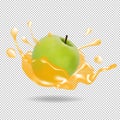 Apple fruit juice splash realistic illustration Royalty Free Stock Photo