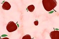 Apple fruit pattern on pink background.