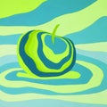 Apple fruit psychedelic illustration optical illusion.