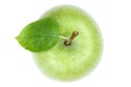 Apple fruit top view green isolated on white Royalty Free Stock Photo