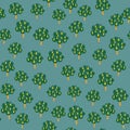 Apple fruit trees seamless pattern on blue background. DCute dodle fruits tree wallpaper