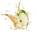 Apple Fruit Water Juice Yogurt Splash Illustration Isolated On W