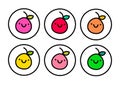 Apple fruits hand drawn logo icon in cartoon doodle style set Royalty Free Stock Photo