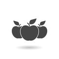 Apple fruits icon with shadow Royalty Free Stock Photo