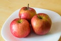 Apple fruits on the plate on the table.