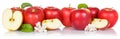 Apple fruits red apples fresh fruit isolated on white in a row Royalty Free Stock Photo