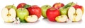 Apple fruits red and green apples fruit isolated on white in a row Royalty Free Stock Photo