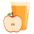 Apple glass cider icon cartoon vector. Season natural